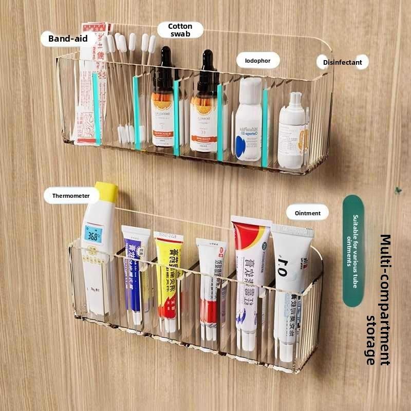 Medicine Storage Box Cabinet Door Wall-mounted Storage, Compartmentalized Small Ointment Box Storage Rack, No Installation Required