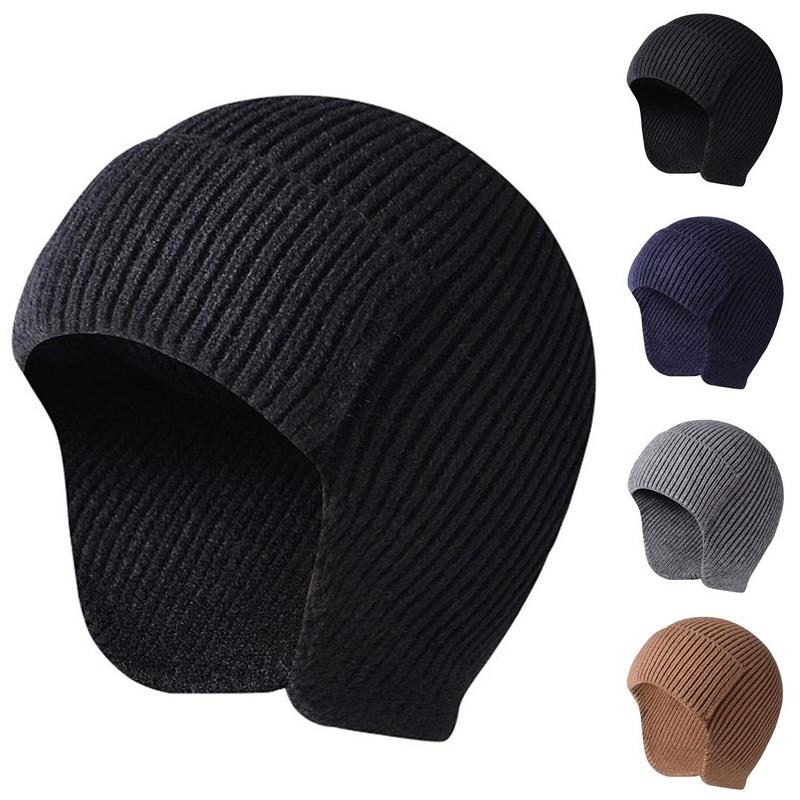 Buy Men Winter Knitted Wool Beani Hat Earmuff Ear Protector Warm