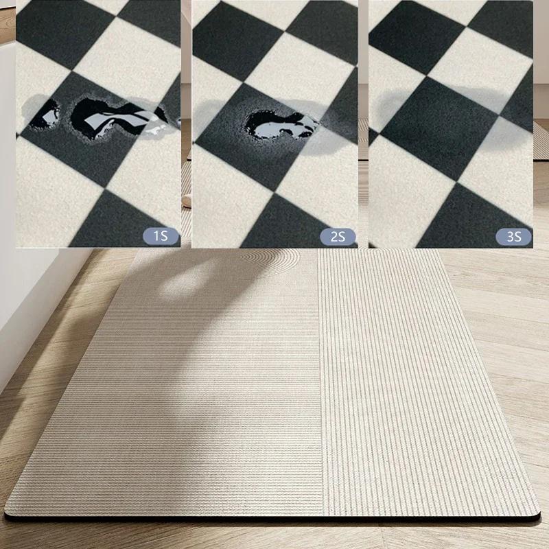 Kitchen Carpet Water-absorbent Anti-slip Floor Mat Diatom Mud Oil Absorption Foot Mats Minimalist Stripe Home Decoration Rug