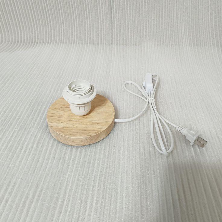 Solid Wood E27 Bedside Table Lamp Base with Switch - DIY LED Lamp Holder Accessories