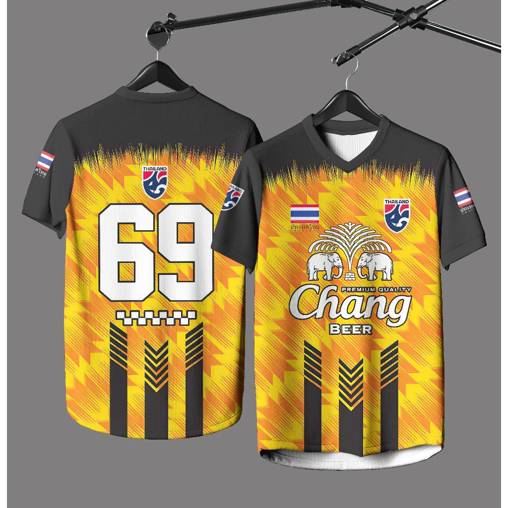 THAILAND Football Soccer Round V Neck Shirt National Flag Elephant Logo Badge Unisex Men Women JERSEY Print Quick Dry Short Sleeve Uniform