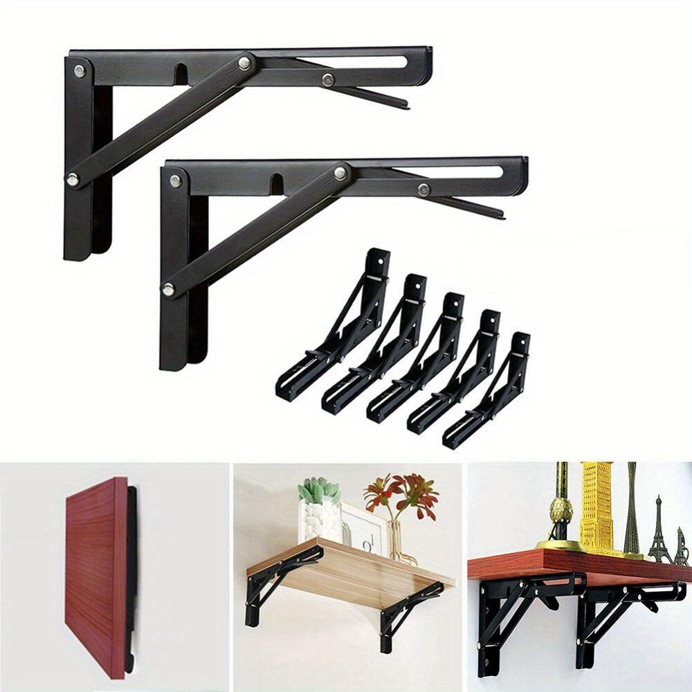 2pcs Sturdy Steel Folding Shelf Brackets Wall-Mounted Design for Workbench Table, Table Shelves Angle Bracket Home Hardware
