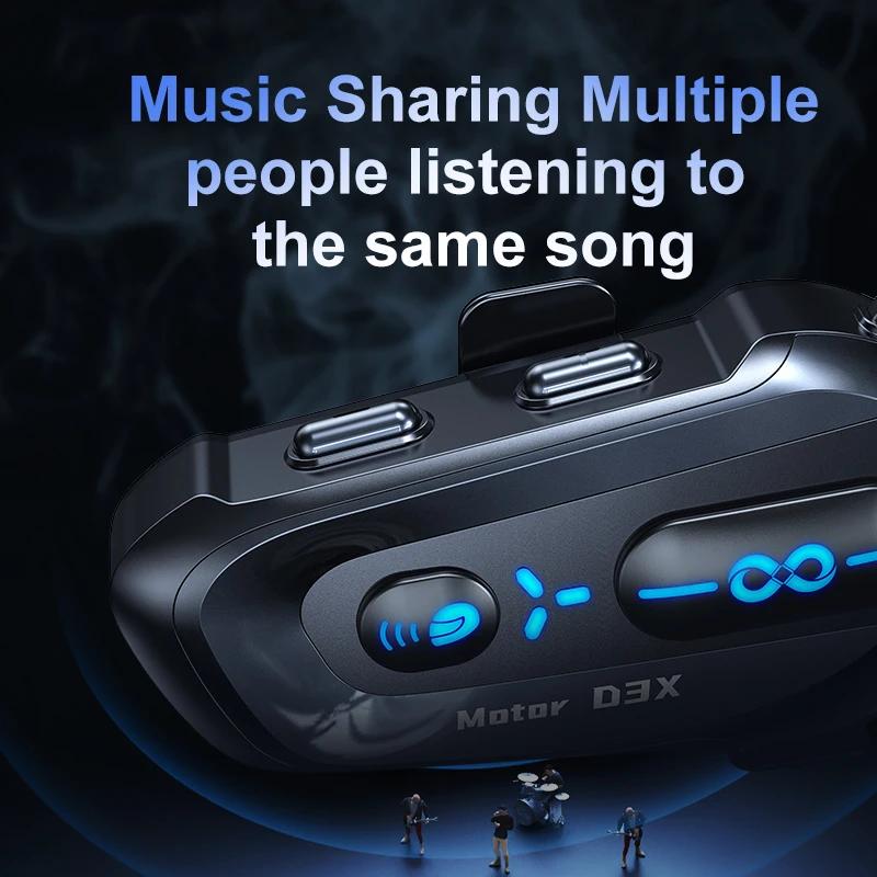 Motorcycle Helmet Bluetooth Headset Wireless 5.4 1000mAh 600m Half-Duplex Intercom Unlimited Number of People with Music sharing