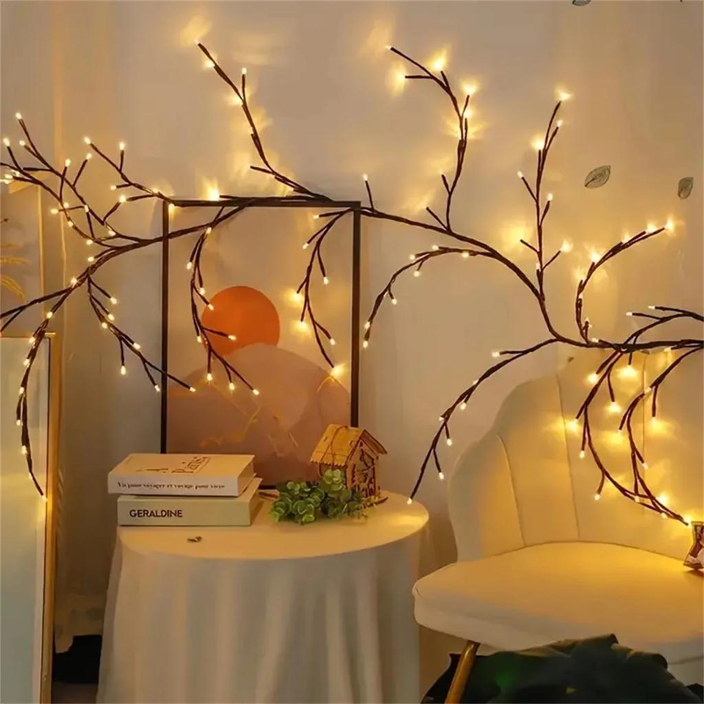 1PCS 72LED/96LED Tree Branch Lamp USB Powered DIY Festive Tree Vine Light for Home Decoration Solar Powered Willow Vine Lights