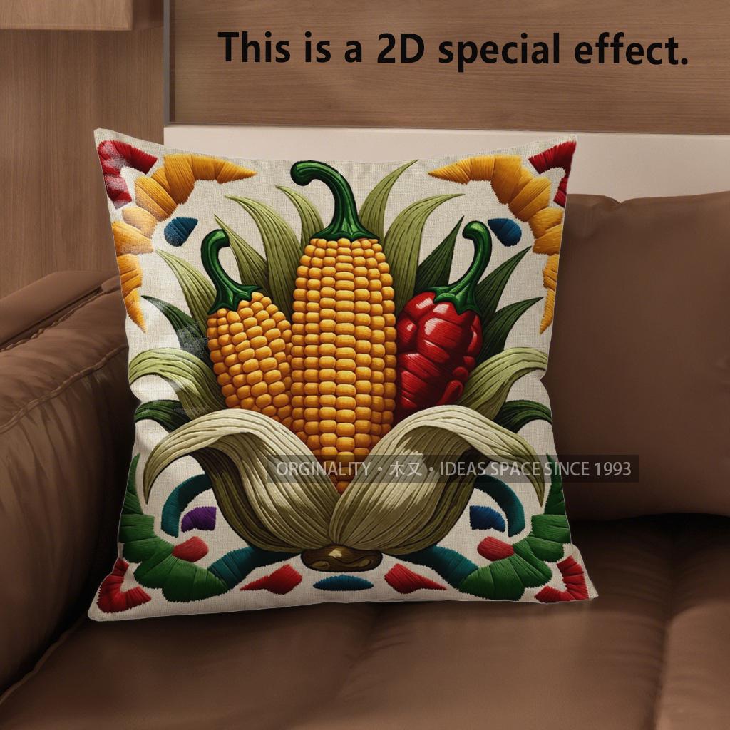 2D Vintage Farm Vegetables Corn Chili Throw Pillow Covers** Pattern Cushion Cover Suitable For Sofa Bedroom Car Pillow Cover