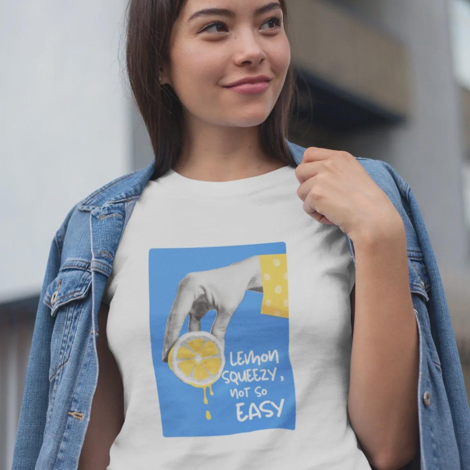 Lemon Squeezy Not So Easy T-Shirt | Funny Lemon Tee | Motivational Graphic Shirt | Aesthetic Citrus Top | Positive Quote Tee 4XL