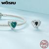 WOSTU 925 Sterling Silver Heart Shape Thermosensitive Stone Charm Beads for Women Girls Bracelet & Bangle DIY Jewelry