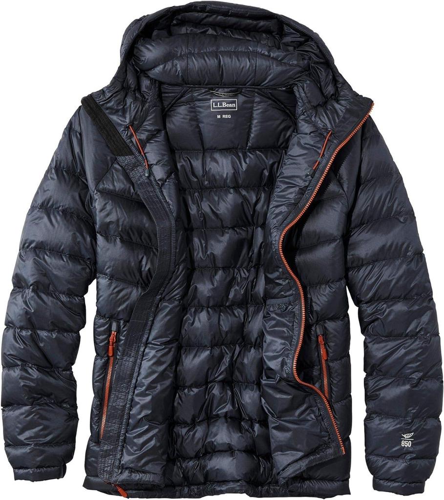 LL Bean Ultralight 850 Down Jacket with Japan Size Saddle 1000043223 Men's Hood, Fit, Small, Brown,