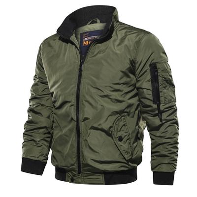 Men's Coat Bomber Jackets Casual Solid Zipper Pilot Jacket Stand Collar Coat