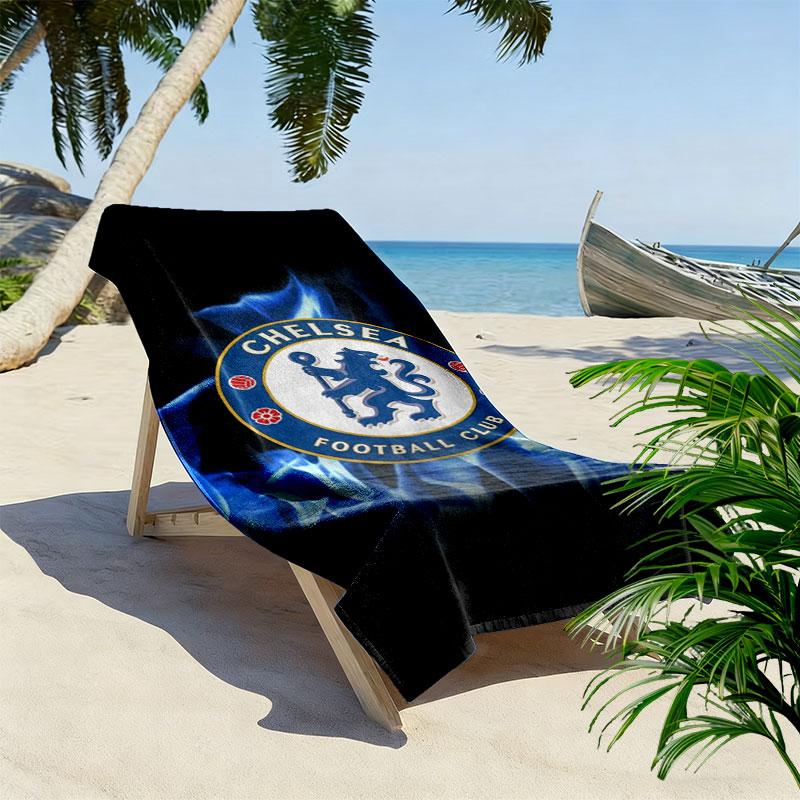 Chelsea F Print Beach Towel, Large Soft Quick Dry Towel for Beach Camping Swimming