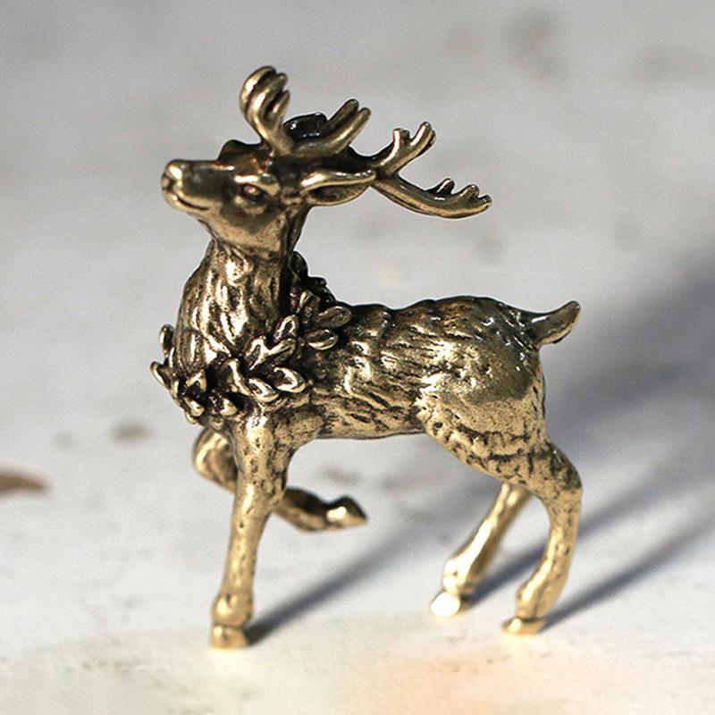 

Винтажная латунная статуэтка животного, оленя, декоративная миниатюрная фигурка, аксессуары для украшения стола дома и офиса