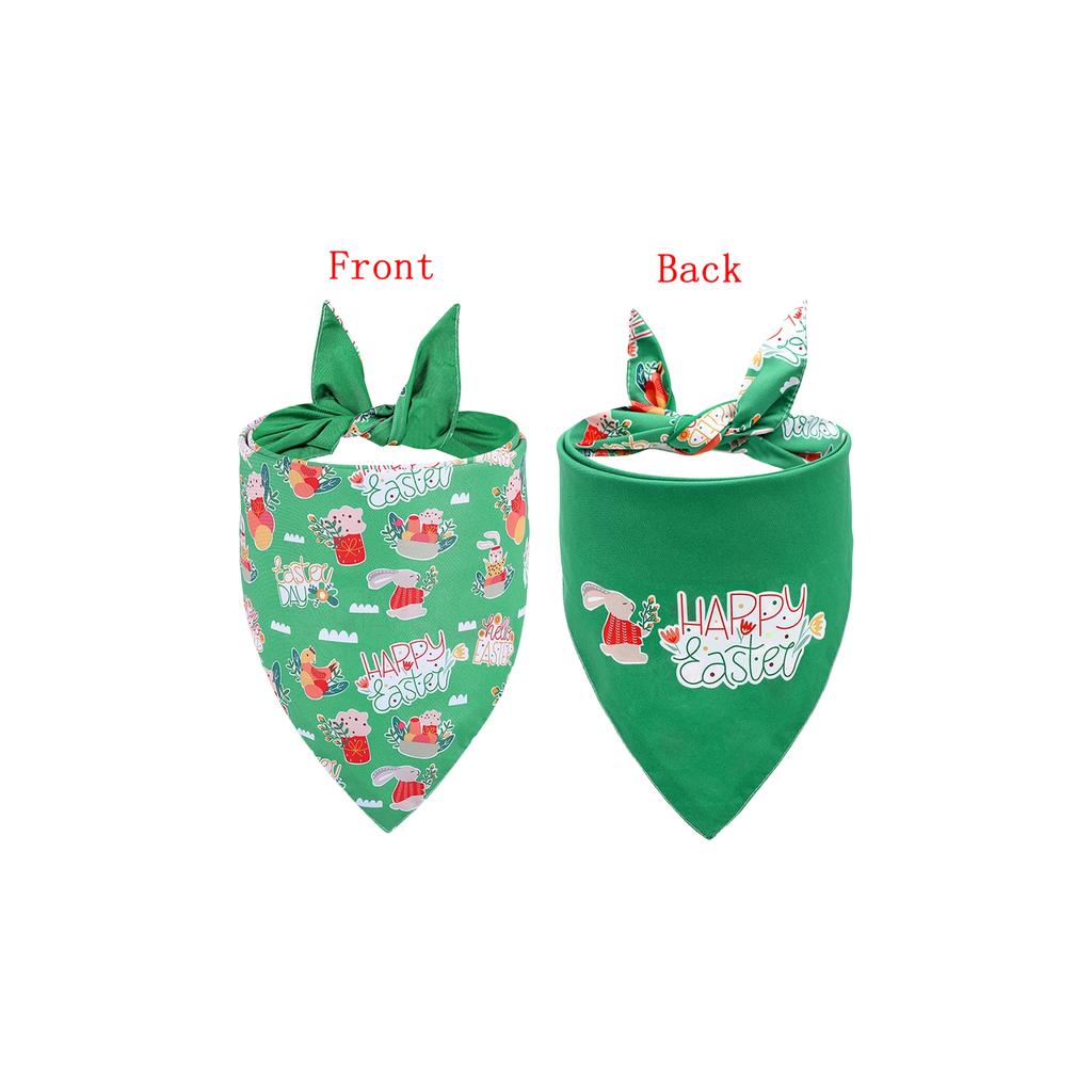 Bavette de chien pour Pâques avec motifs Lapin & Carotte, Foulard réversible pour animaux de compagnie pour tenues de fête
