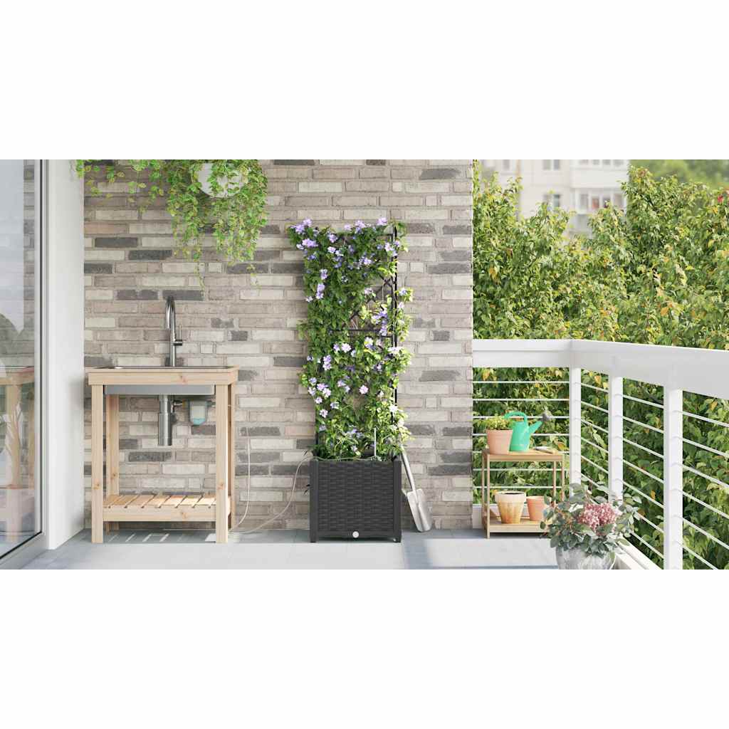 Garden Planter Black 40 X 40 X 142 Cm Plastic