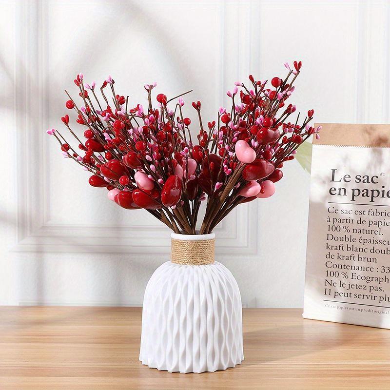 2pcs/set Red Pink Foam Love Heart Branch Glitter Foam Love Pick Stick Valentine's Day Flower Bouquet Home Vase Picks Wedding Decor