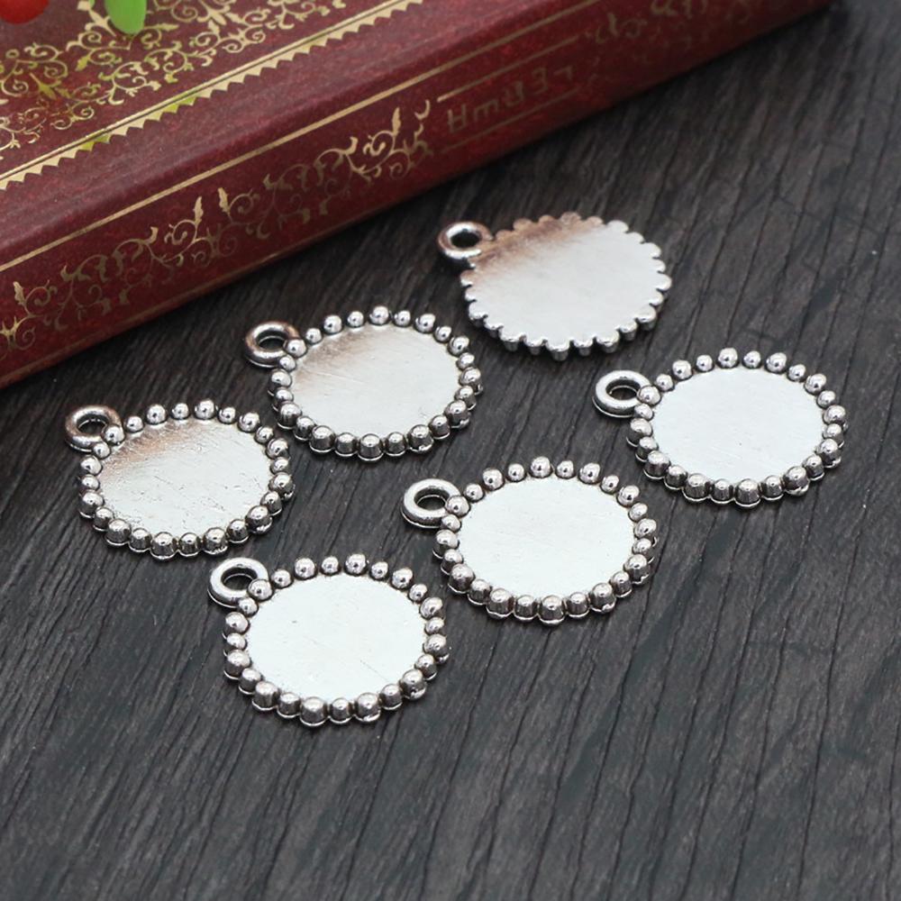 20pcs 12mm Inner Size Antique bronze Black Silver Plated Fashion Style Cabochon Base Cameo Setting Charms Pendant