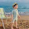 Mini Balabala UPF50+ Kids Short-Sleeve One-Piece Swimsuit with Cap