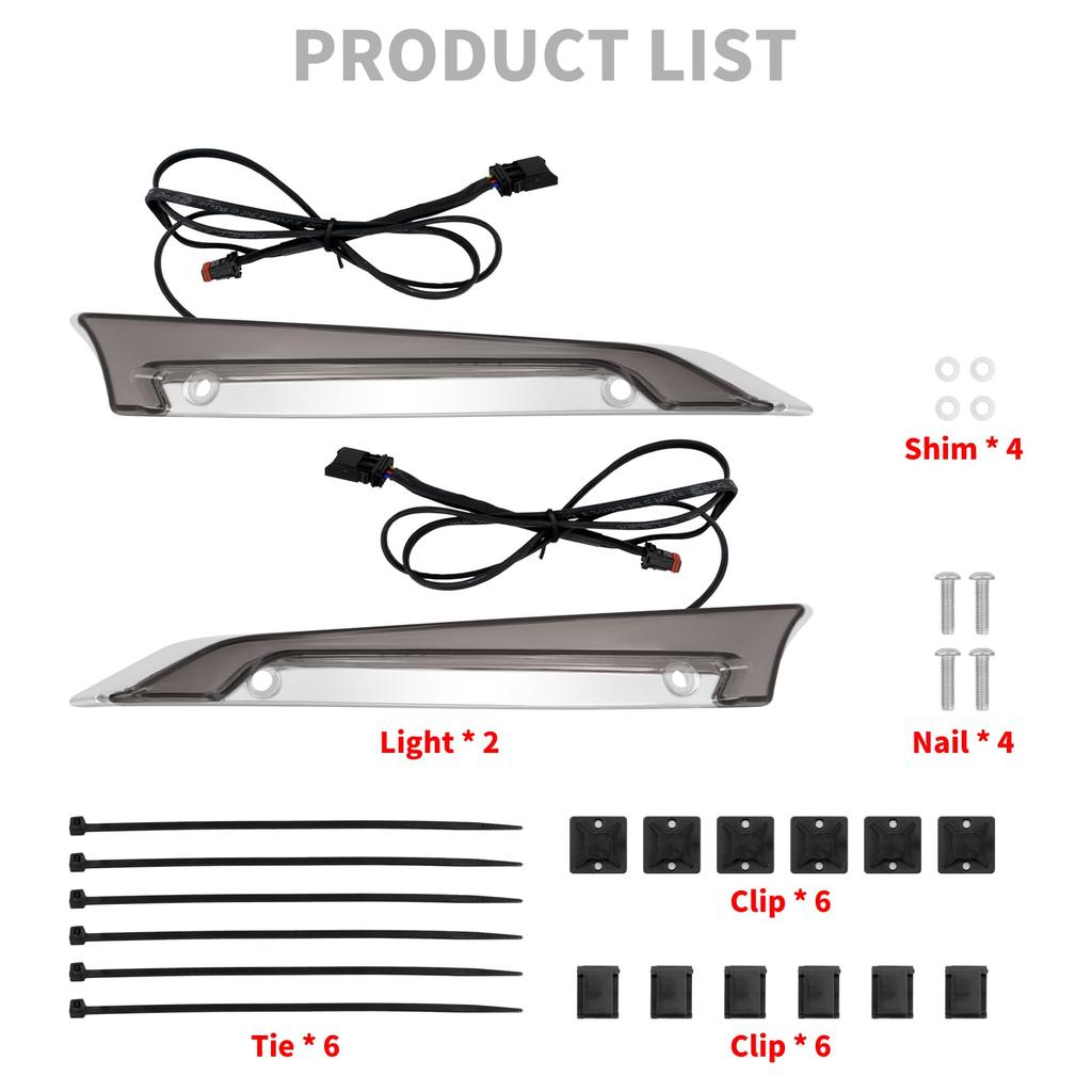 HDBUBALUS Motorcycle Windshield Trim Light LED Lighting Indicator Headlight Fairing Lights Amber Turn Signal White Daytime Running Lamp for Harley