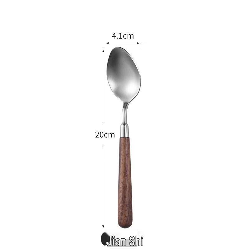 ROYUGO Retro Stainless Steel Cutlery with Walnut Handle