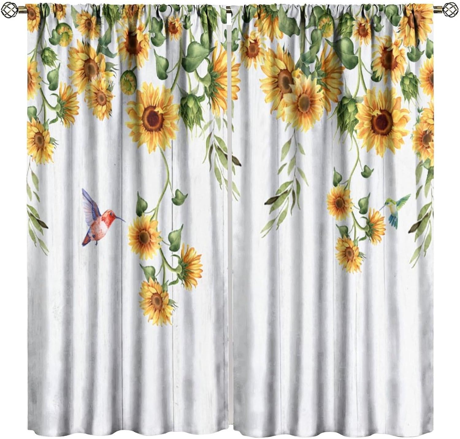 

Винтажные шторы с подсолнухами, Фермерский желтый цветочный летний осенний деревенский растительный декор окон для гостиной, спальни, детской комнаты 53x116CM-2PC
