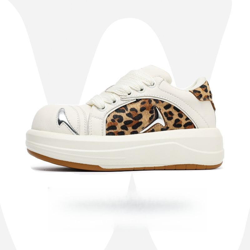 

[Star] Original leopard print smiley face bread big head shoes men s and women s thick-soled heightening shoes casual board shoes 44 men's/standard size леопард друку кольору