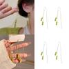 Vintage Bamboo Earrings Chinese Style Copper Ear Drops Long Fringe Green Bamboo Ear Thread