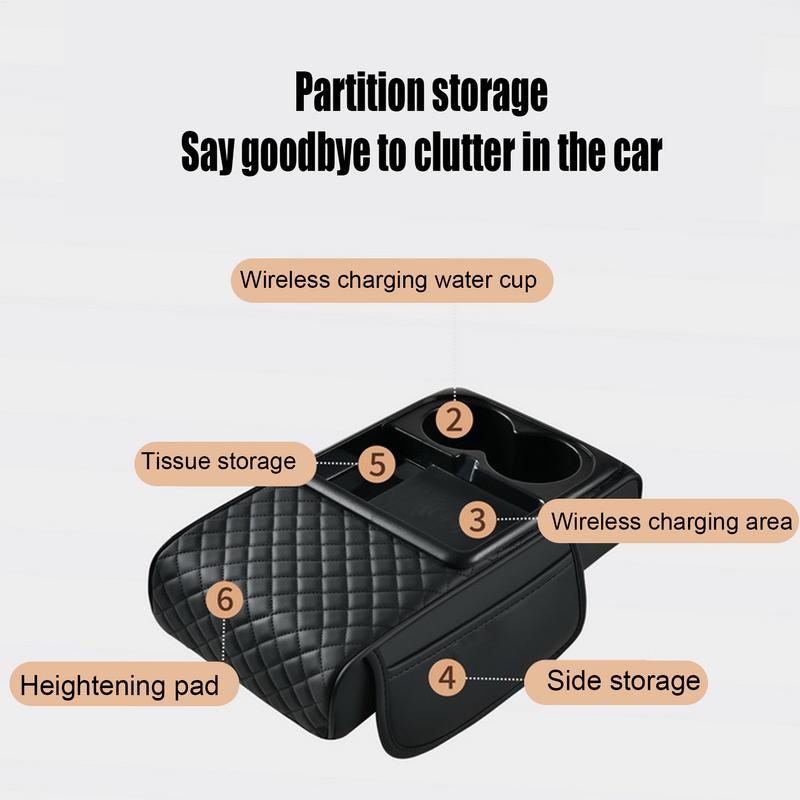 Car Armrest Box Heighten Cushion Wireless Charging Car Armrest Cover Cushion Auto Center console Arm Rest Protection Cover