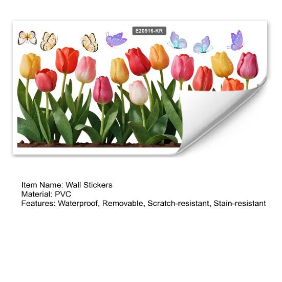 Colorful Tulip Butterfly Wall Stickers Electrostatic Adsorption Removable Decorative Decals for Home Background Window Decor