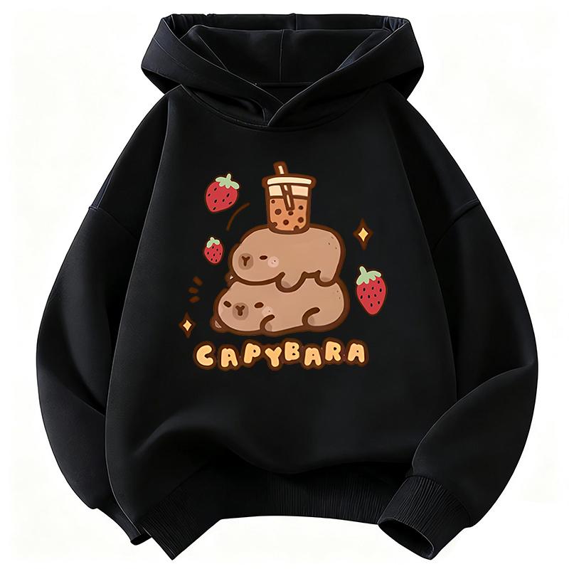 Girls' Capybara Print Long Sleeve Children's Hoodie Sweatshirt Cute Hoody for Boys Girls Autumn Casual Hoodies