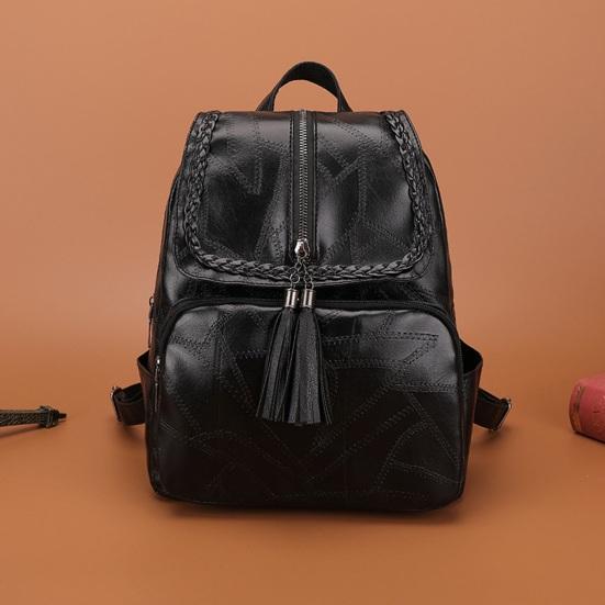 Unisex Retro Backpack Faux Leather Waterproof Schoolbag Anti-Theft Multi-Pocket Backpack for Street Travel College Students