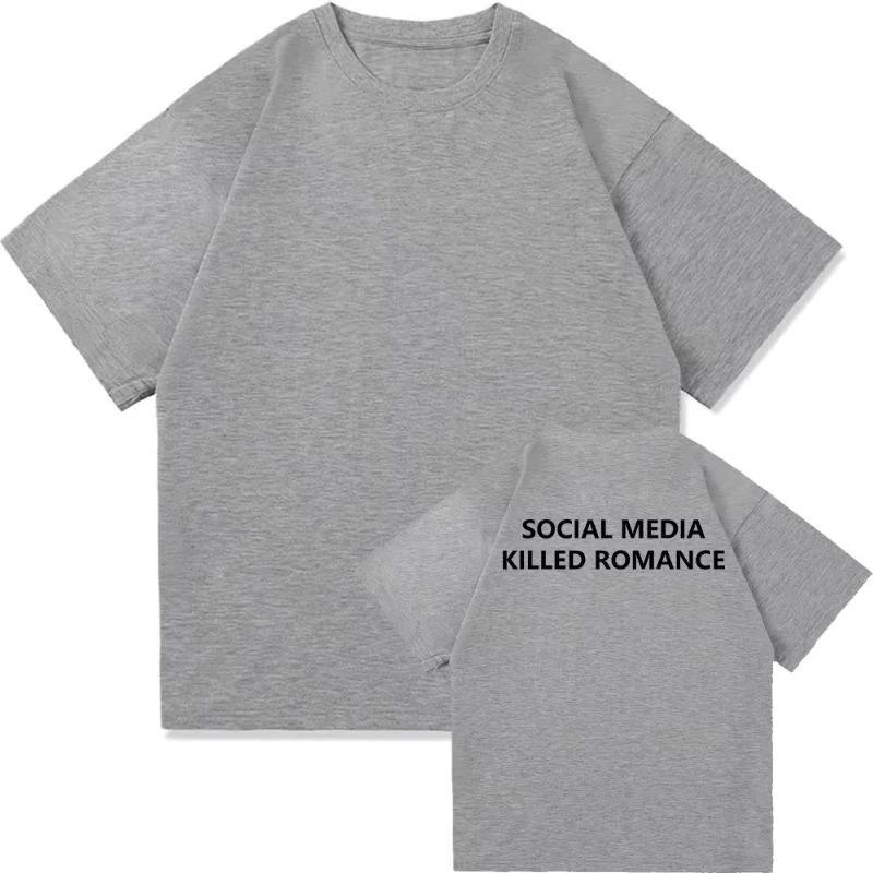 High Quality Vintage Sand Cotton T Shirts Unisex Y2k Tshirt Social Media Killed RoUnisexce T Shirt Aesthetic Letter Print TShirt