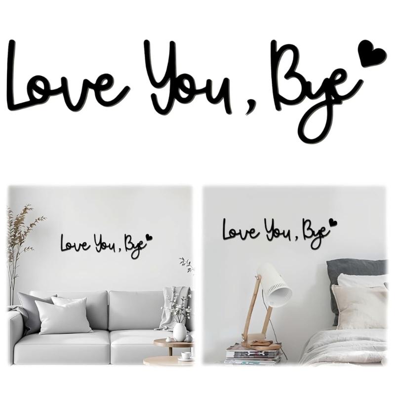 Retro Love You Bye Wall Decors Love You Bye Acrylic Sign for Home Coffee Wall Art Gift to Express Warm for Your Family