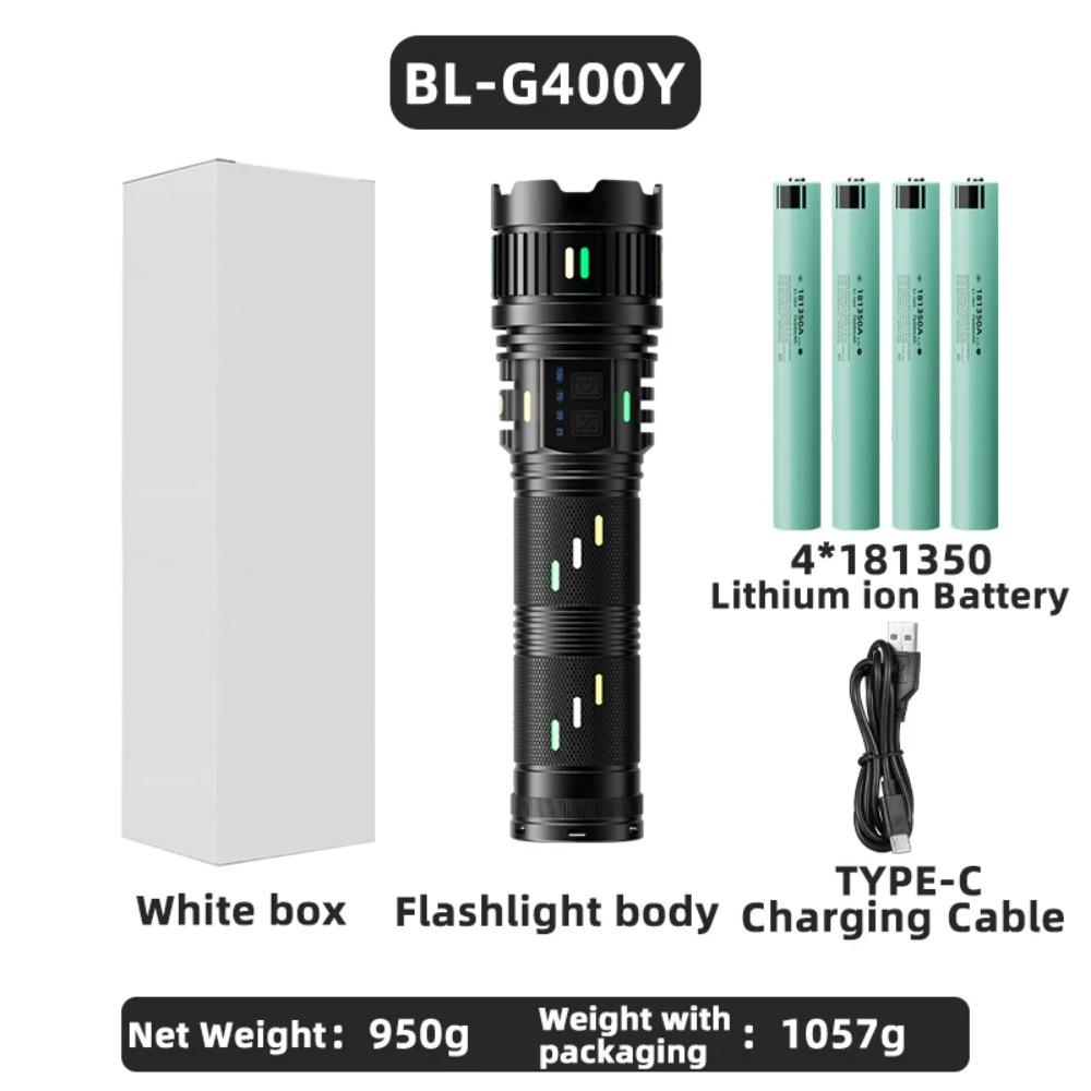 Super Bright White Laser Flashlight Use 4*181350Battery Rechargeable Powerful Al Alloy Torch Waterproof Zoom LED Flashlight