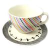 Les Trésors De Lily [N8501] - Cup + Saucer 'Vintage Design' Multicolored Stripes - 11x7 Cm