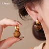Maillard Retro Round Tiger's Eye Stone Earrings, Ear Buckles, European and American Simple Personalized Earrings, Women