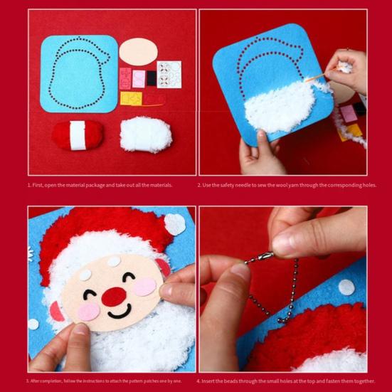 1/7/10Pcs Christmas Handmade DIY Material Bag Easy to Operate Embroidered Doll Set with Cartoon Animal Pattern Sewing Craft Kit