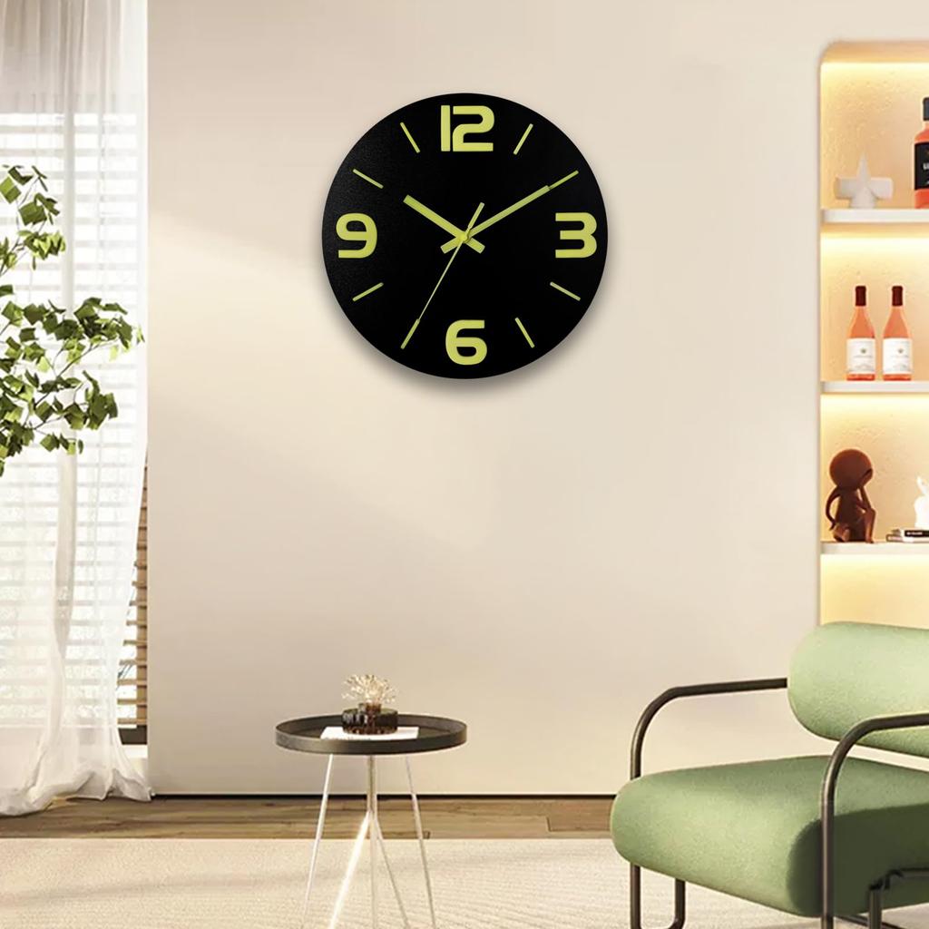 Wooden 3D Luminous Silent Wall Clock