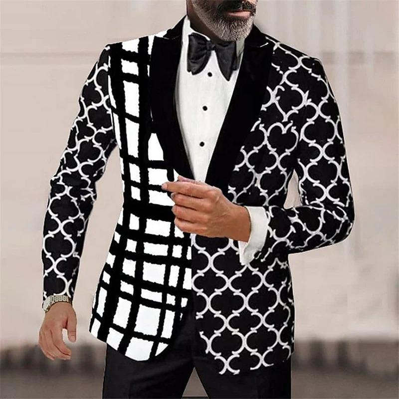 Men's Green Plaid Single Breasted Blazer