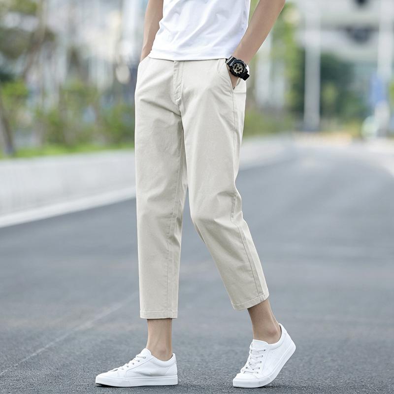 Men's Plus Size Cotton Casual Pants - Spring/Autumn 2025, Loose Straight Leg with Winter Velvet Lining