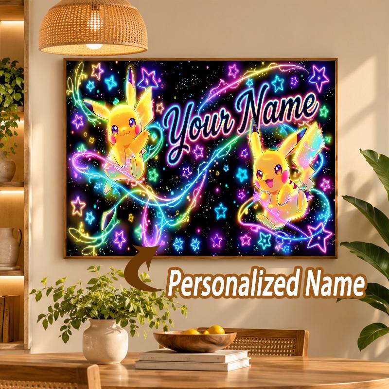 Pikachu Custom Name Diamond Painting Personalized 5D Full Drill DIY Diamond Art Home Decor