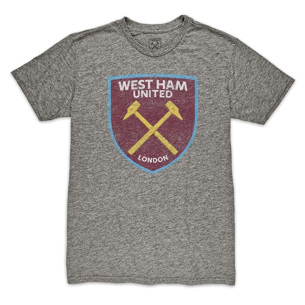 

WEST HAM UNITED Team Crest Tri Blend Premium T-Shirt - Grey - 1863FC Unisex T-Shirt S