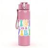 1PC Fix Your Vibe Text Slogan Print 750ml Color Plastic Sports Water Bottle Leakproof Flip Straw Lid Suitable for Sports Office Home Use