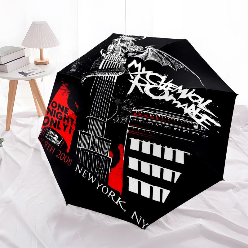 1pc MY CHEMICAL ROMANCE NEW YORK Automatic Open, Windproof, Compact Travel Umbrella, Gift for Birthday, Christmas, Business 93089