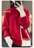 Versatile High-Neck Wool Sweater: Korean Style Cashmere Feel for Fashionable Women