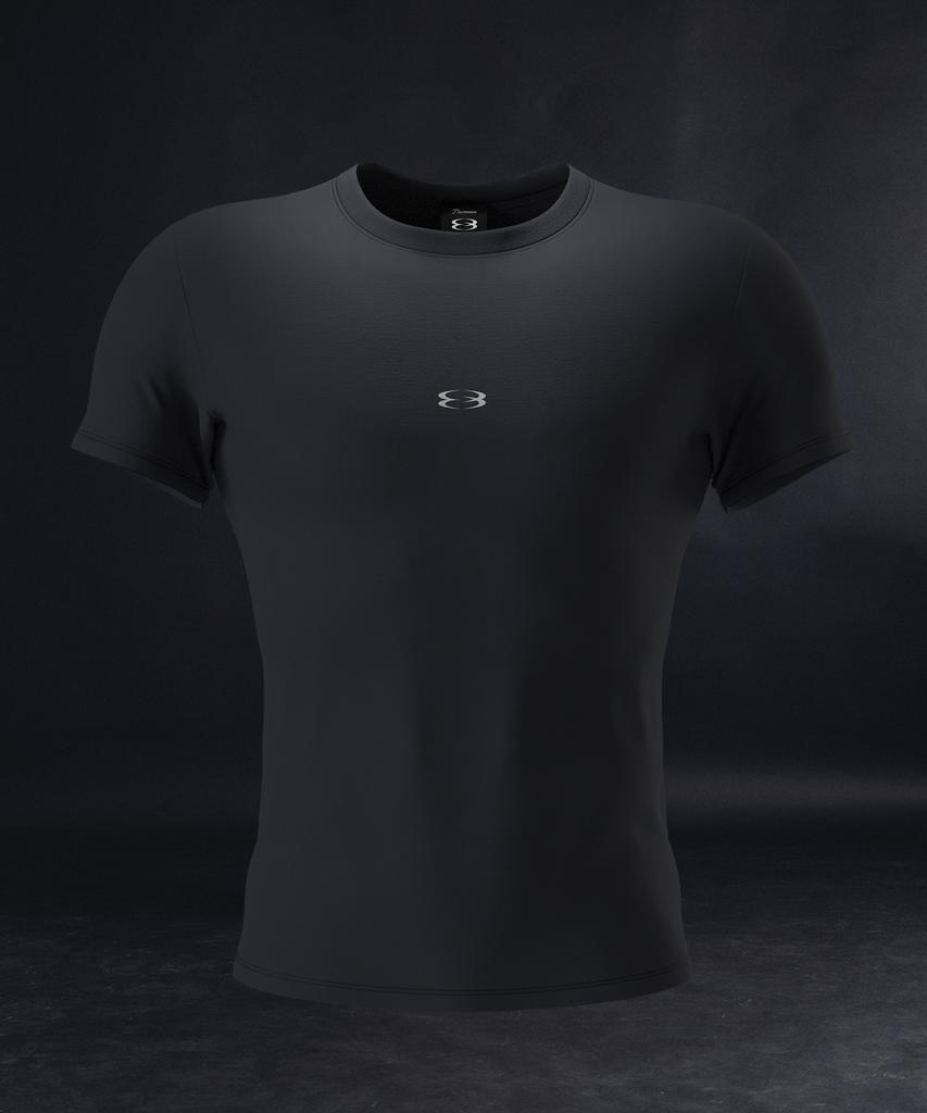 PHERMENON Muscle Fit Quick-Dry Logo Short Sleeve - Black
