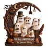 Gifts for Halloween Ghost Family Wooden Plaque, Pumpkin Couple Tabletop Sign, Decorative Plaques Farmhouse Home Ornament Tiered Tray Shelf Decor Theme