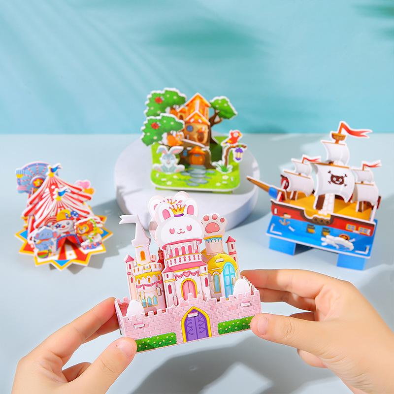 3D Three-Dimensional Puzzle Card, Student Diy Handmade Assembly Picture, Children'S Early Education Splicing Toy Small Splicing Picture