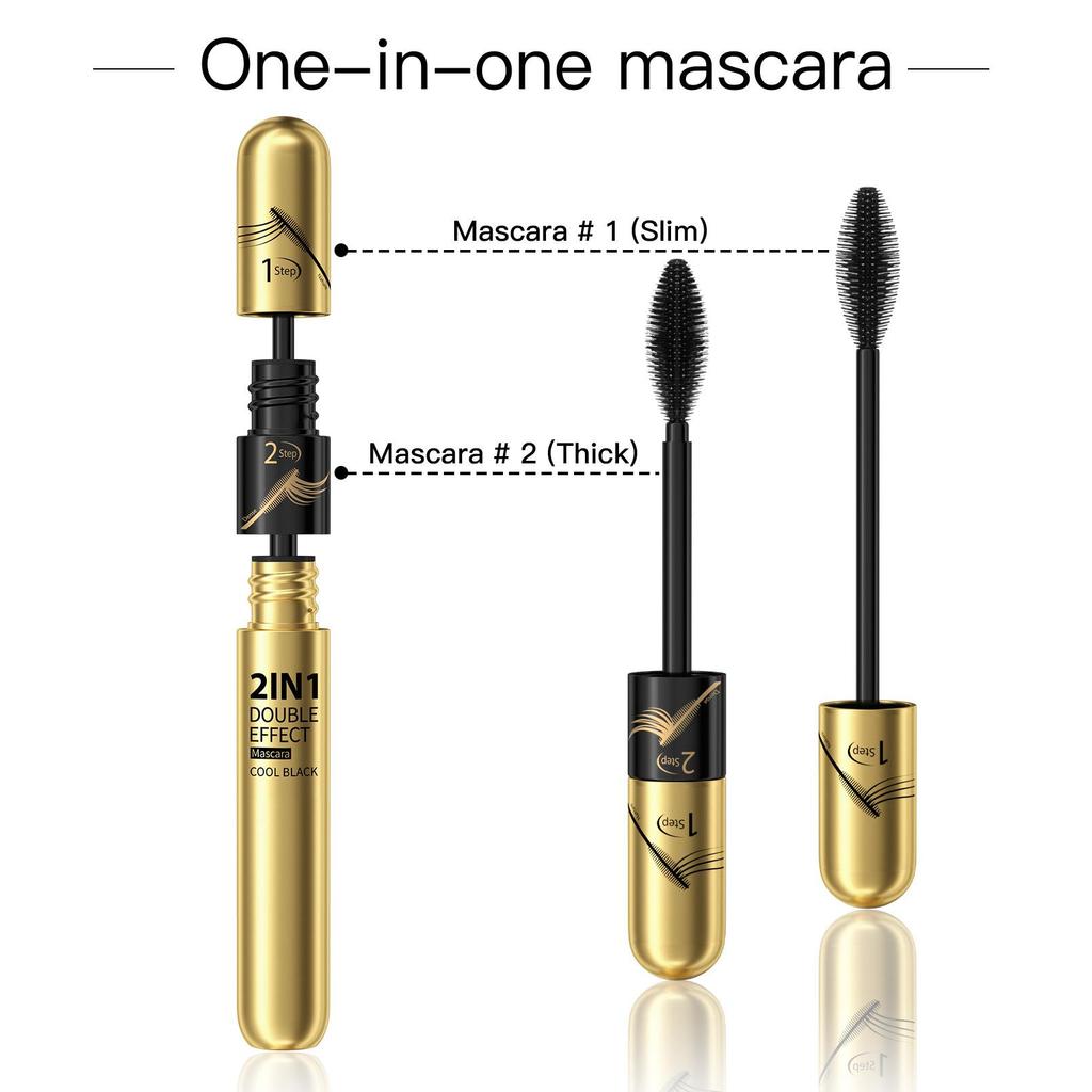 Mascara naturellement long résistant à la transpiration et sans bavures Mascara double effet épais et bouclé adapté à un usage quotidien