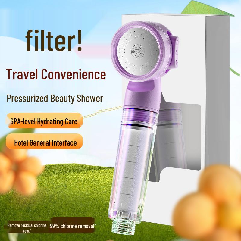 Lotus Head Universal Travel Shower Filter - Powerful Mini Showerhead for Hotels