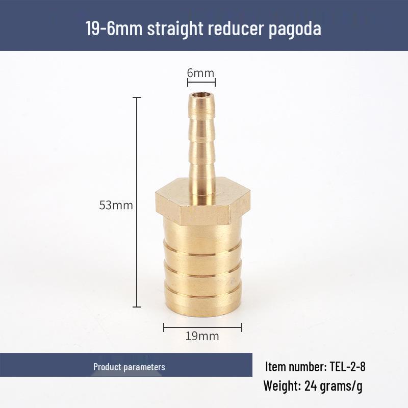 Brass Reducing Pagoda Plug for Hose Fitting - Converts 4mm To 19mm Diameters