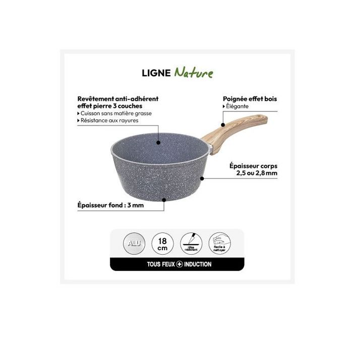 Forged Aluminum Saucepan "Cuisson Nature" - Forged Aluminum Saucepan 18 Cm